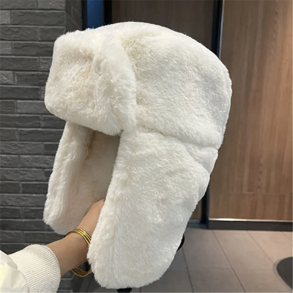 Uomo Donna Cappello bomber in peluche spesso Cappello invernale caldo Cappelli da cacciatore Colbacco russo Berretti da neve Cofano con paraorecchie per la pesca all'aperto