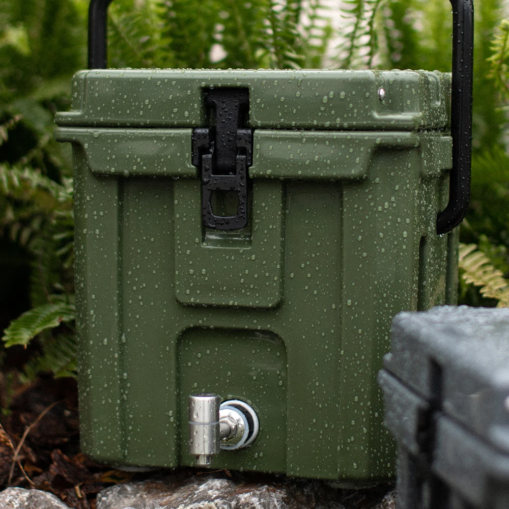 

Portable 10QT PE Rotomolded Ice Bin Cooler Easy-Carry Ice Chest Handle Custom Pattern Plastic Camping Cooler for Food Storage