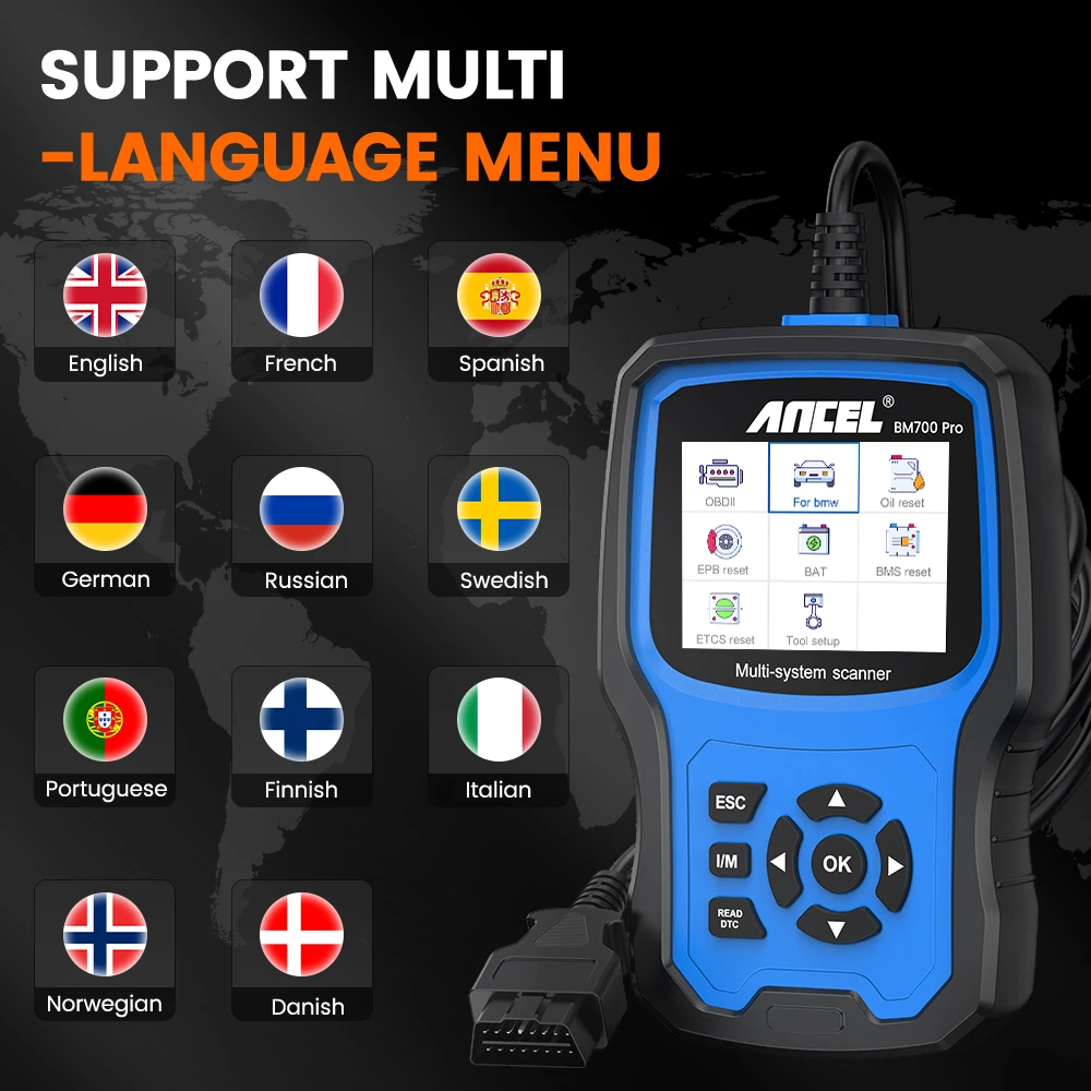 ANCEL Obd2 الماسح الضوئي للسيارات لسيارات BMW/MINI BM700 PRO جميع النظام EPB SAS TPMS BMS قارئ رمز إعادة تعيين الزيت أداة مسح تشخيص السيارة #5