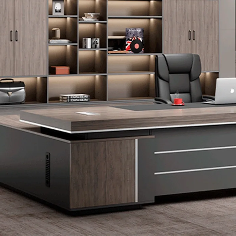Bureau de travail en bois pour bureau exécutif, poste de travail debout, moniteur de réception, fournitures de bureau compactes Scrivania Ufficio