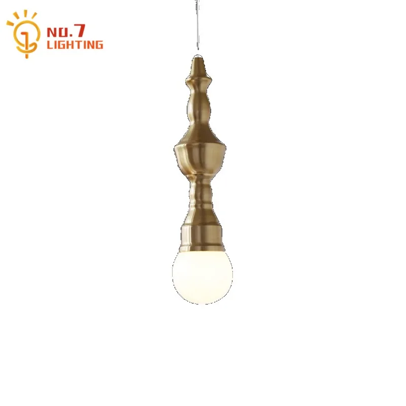 French Vintage Industrial Glass Iron Art Decorative Pendant Lights LED E27 Gold Lustre Roman Column Hanging Lamp Restaurant Bar