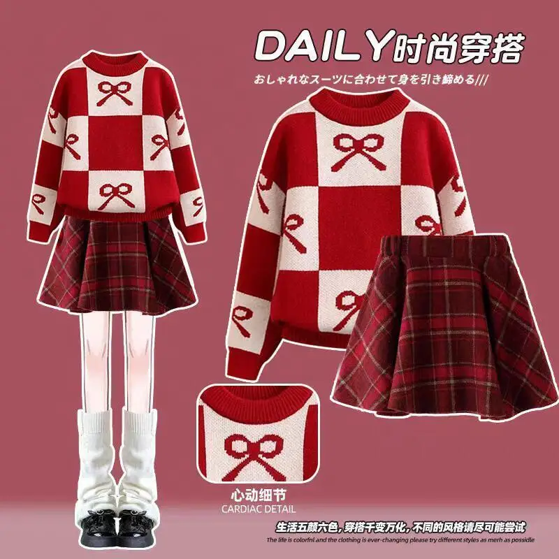 

Kawaii повседневное пальто, топы, модная детская одежда, куртка, зимнее платье для девочек, новинка 2025 года, рождественский новогодний свитер, комплект для больших детей