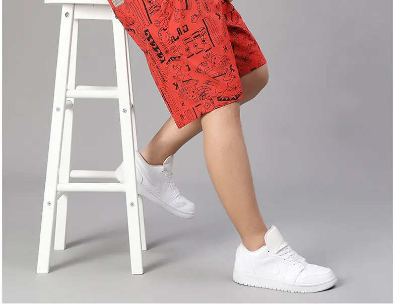 Herren-Shorts aus 100 % Baumwolle, Shorts mit elastischem Bund, lässige Shorts, bedruckte Strandshorts, bequeme Shorts, Laufshorts, Baumwoll-Sweatshorts – Detail 7