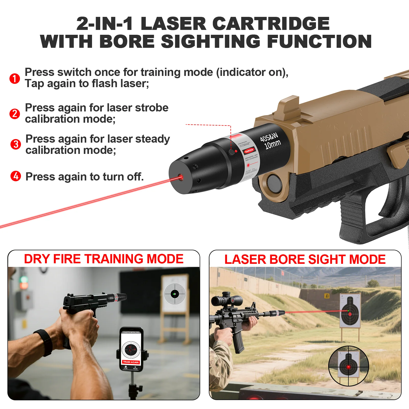 مدرب ليزر ثنائي الغرض 40sw.10mm مع معايرة ثابتة عالية الدقة وقفل الهدف