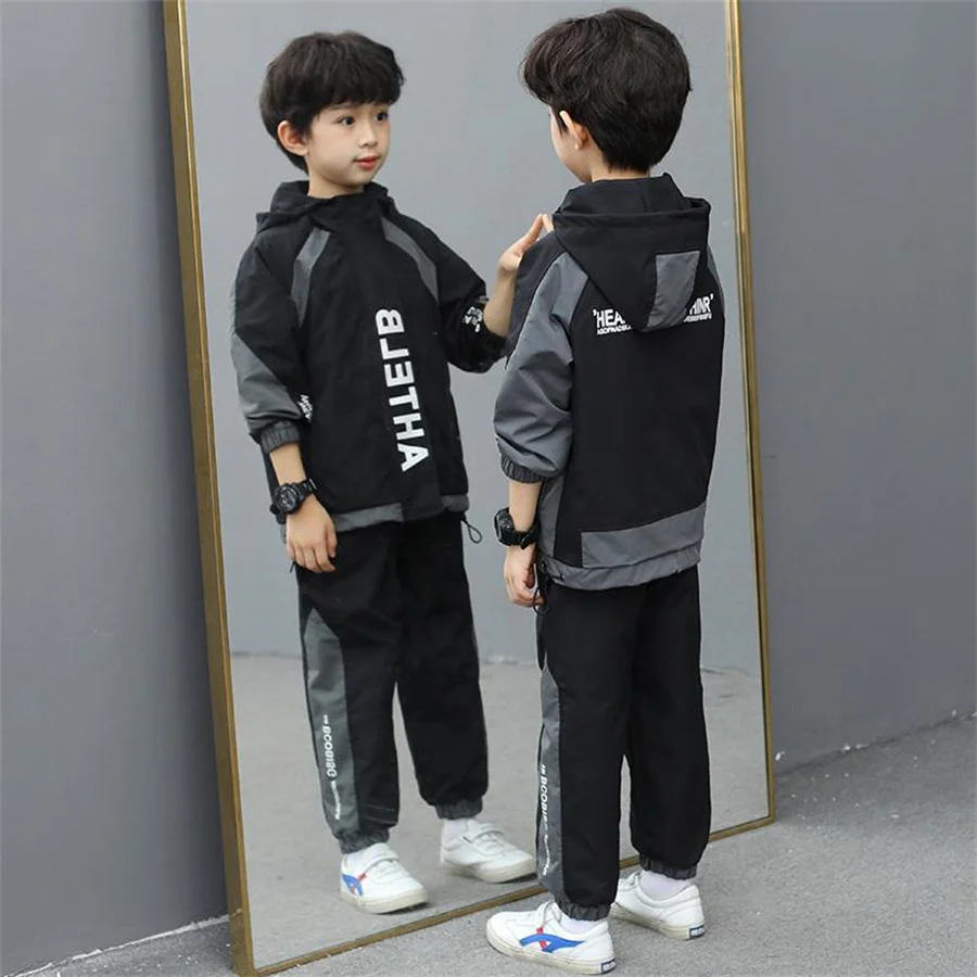 Spring Autumn Teenager Boys Clothing Sets Child Fashion Letter Sweatshirt + Pants 2Pcs Kids Tracksuit 4 5 6 7 8 9 10 11 12 Years