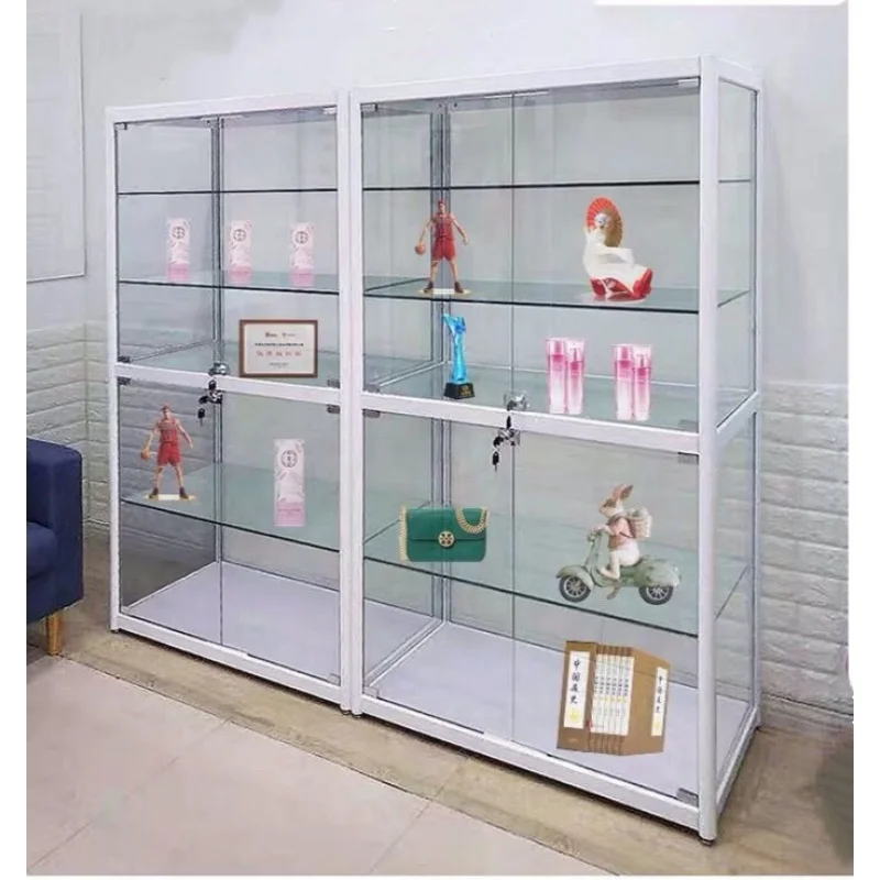 2025customized.Lockable Store Display Cabinet Full Tempered Glass Display Cabinet Glass Showcase