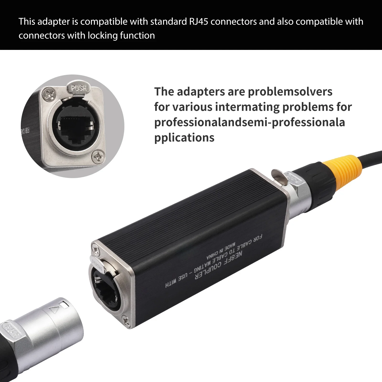 RJ45 Female To Female Ethercon Coupler with Recognized for Spring Locking System Network Docking Converter for Cable Extensions