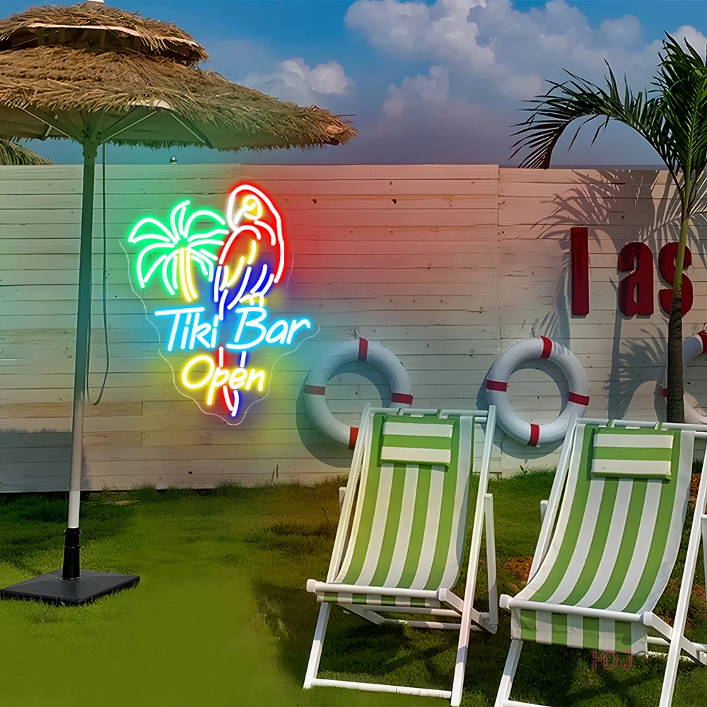 Cocktails Beer Neon Sign Tiki Bar Open Neon LED Sign Lights For Beer Bar Pub Club Party Wall Decorative Neon Lamps Wall Decor