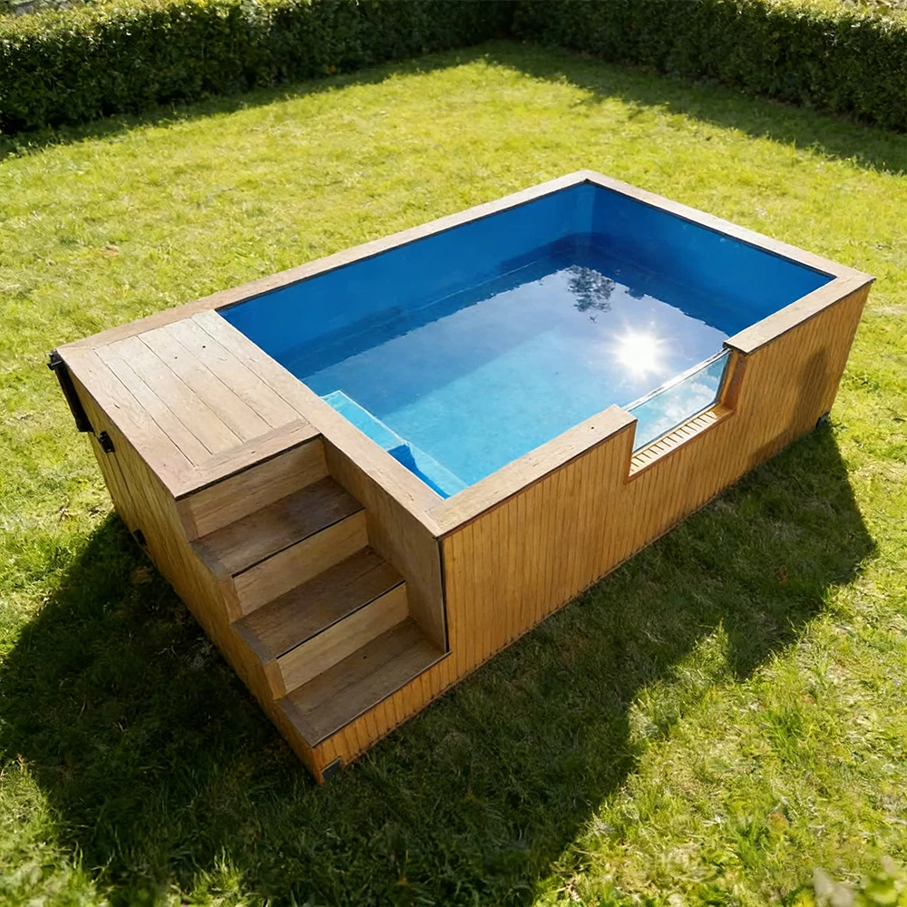 Custom Above Ground Fiberglass Pool Waterfall Leisure Rooftop Commercial Garden Backyard Family Piscina