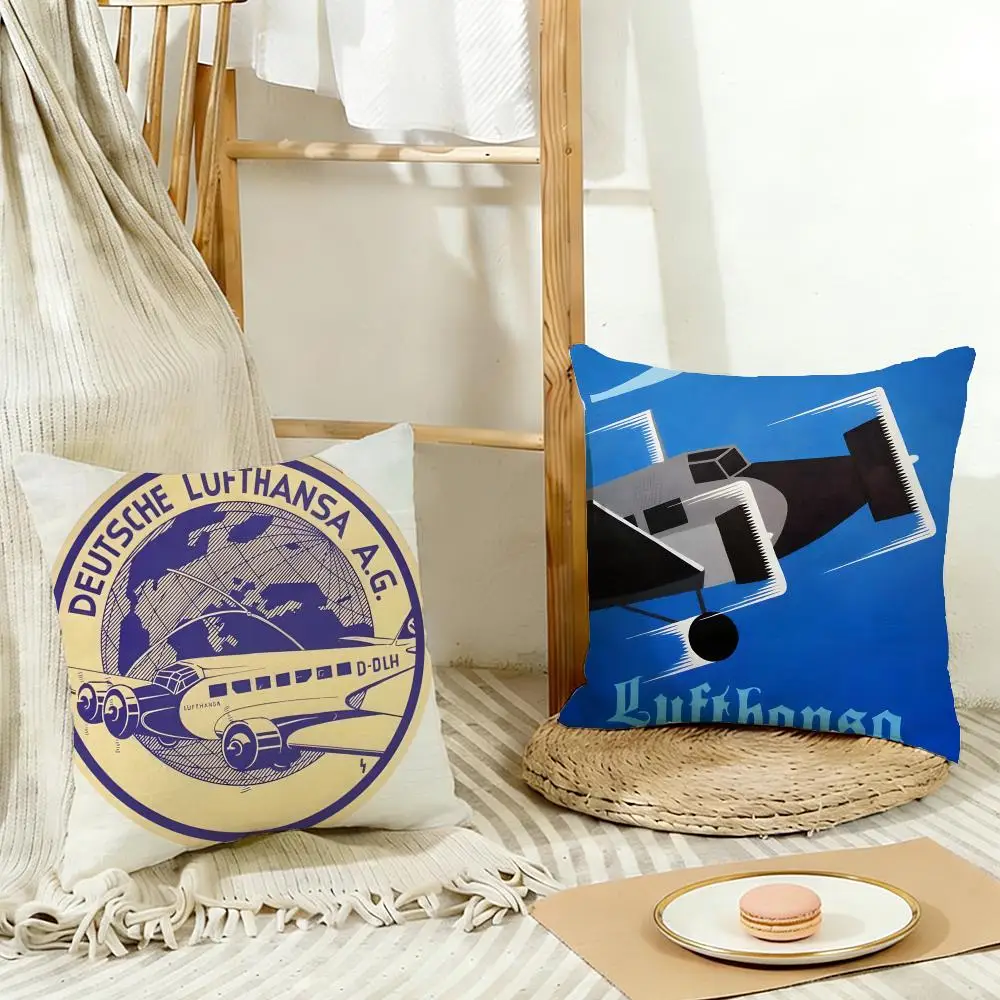 Premium Airline D-Deutsche Lufthansa AG Cushion Cover Cozy Pillowcase Holiday House Interior Sofa Bedroom Accessories