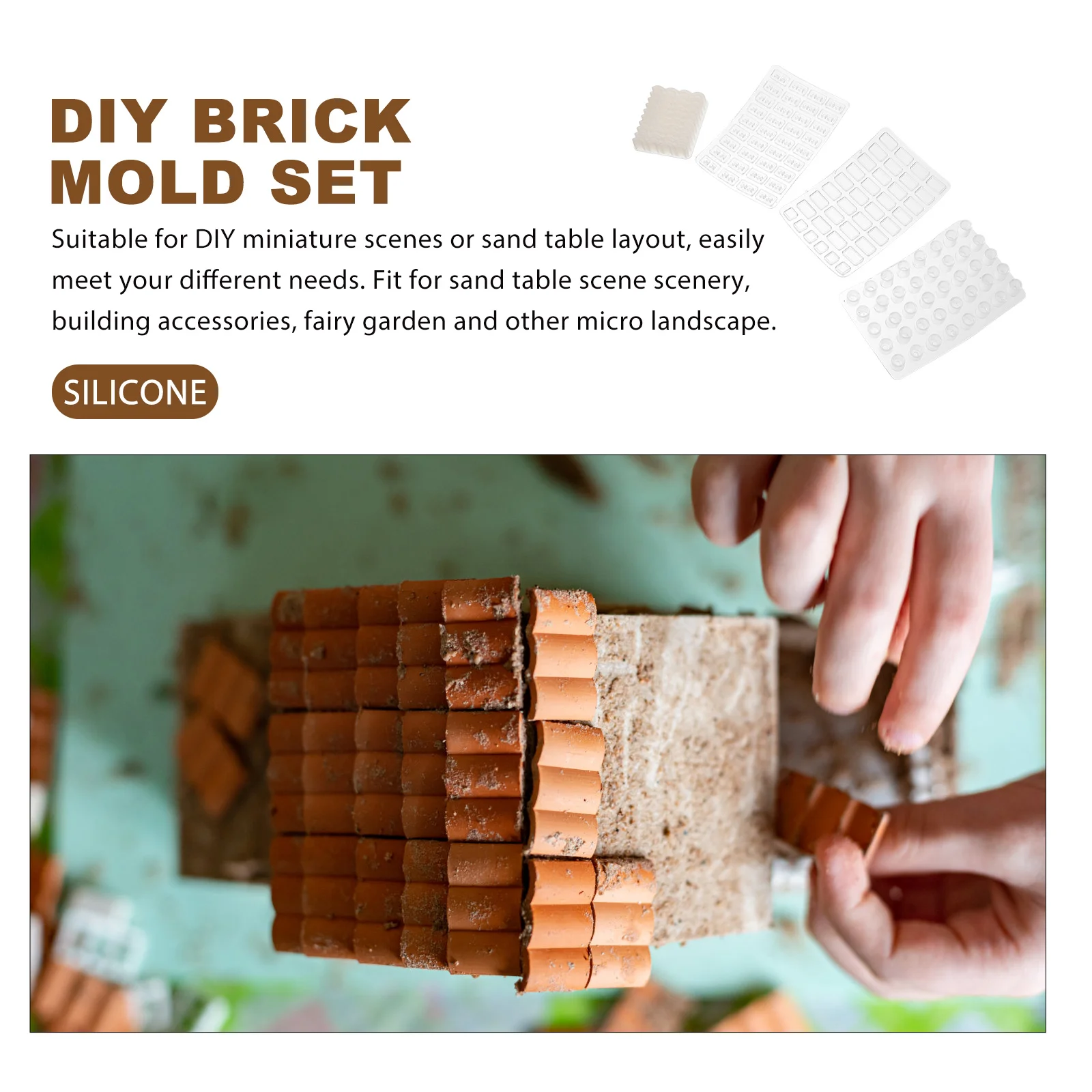 Brick Mold Set Mini Red Bricks DIY Realistic Fake Miniatures Sand Table Kit Accessories Crafts