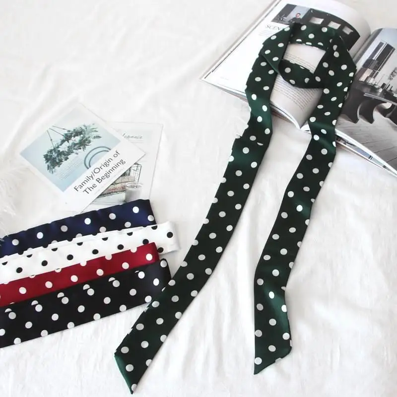 Black Polka Dot Scarf Neck Hanging Green Small Long Women's 2026 New Narrow Shirt Collar Tie Red Scarf Summer Fashion
