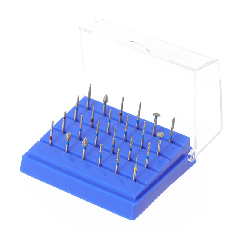 JINGT Dental 24-Hole Car Needle Box High-Speed Plastic Band Built Rack  Bur High Speed Placement Holder With Lid