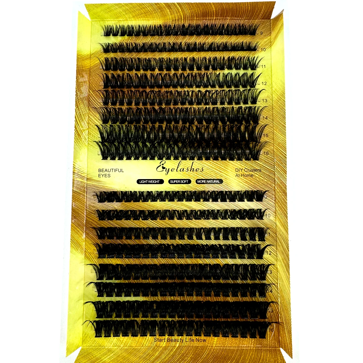 Extensions de Cils Individuels Longs, 9-16mm, 320 Pièces, Grappes, Aspect Naturel, Mixte, DIY