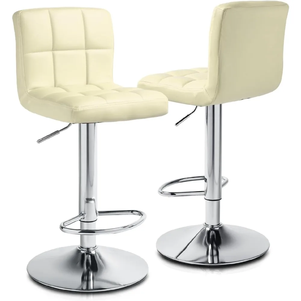 

Bar Stools Set of 2, Adjustable Counter Height Barstools Modern Leather Bar Stools 360° Swivel Chairs