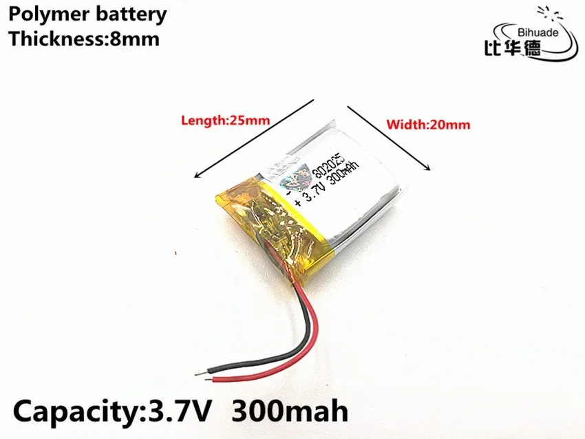 1pcs/lot Good Qulity 3.7V,300mAH,802025 Polymer lithium ion Li-ion battery for TOY,POWER BANK,GPS,mp3,mp4