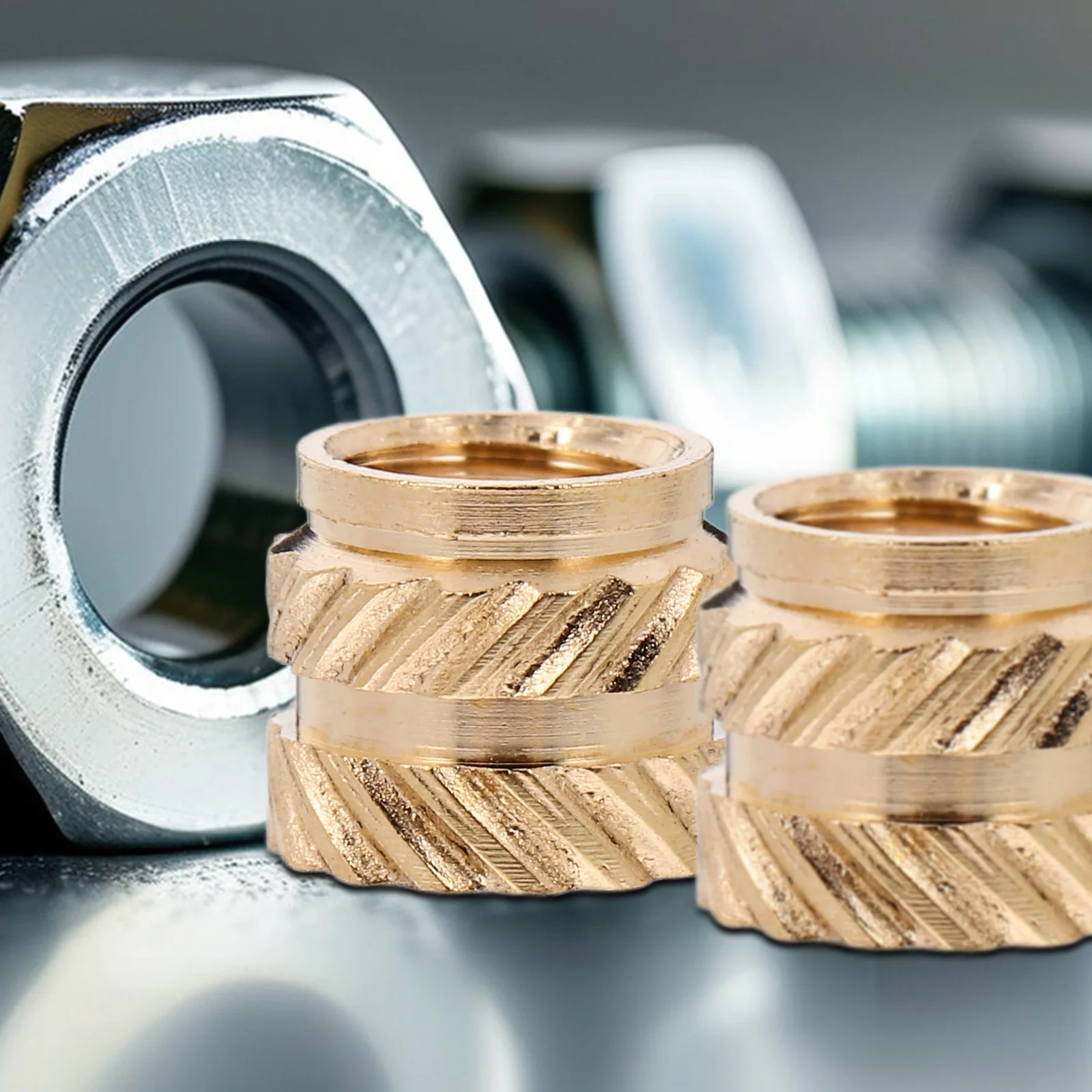 

60pcs Copper Nuts M5 Double Diagonal Design Durable Material Secure Connection Thread Inserts Metal Brass Heat Set Wood Nut