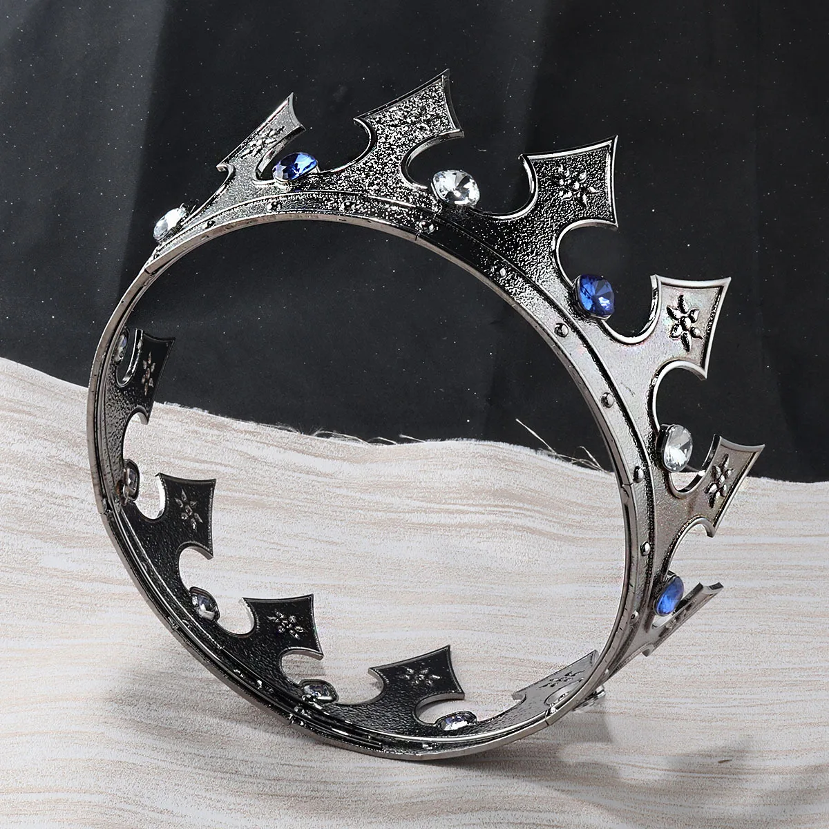 Black Medieval Crowns For Men Boys Baroque Royal King Tiaras Round Women Witch Pageant Diadem Costume European Headpieces