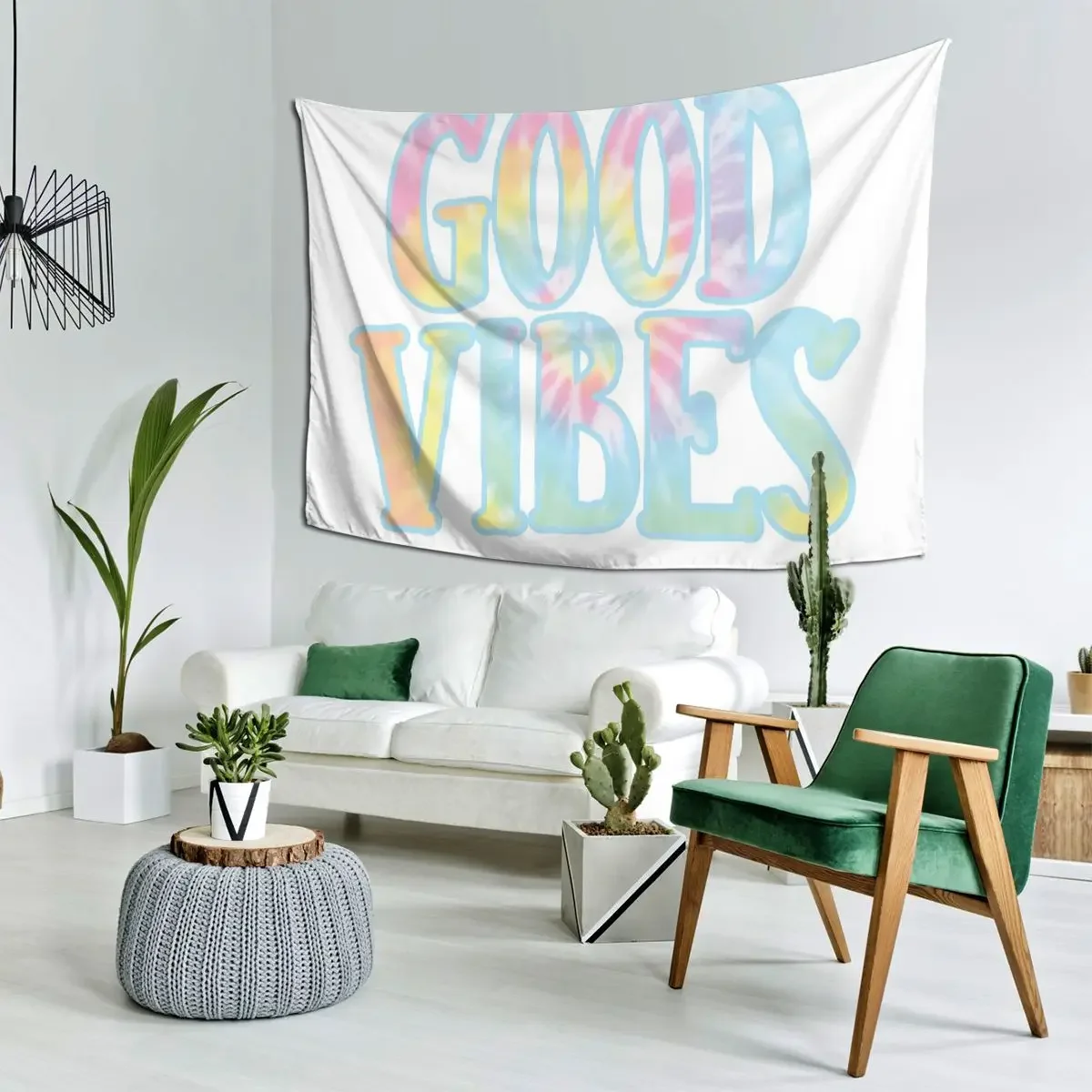 Good Vibes Tapestry Hippie Wall Hanging Aesthetic Home Decor Tapestries for Living Room Bedroom Dorm Room