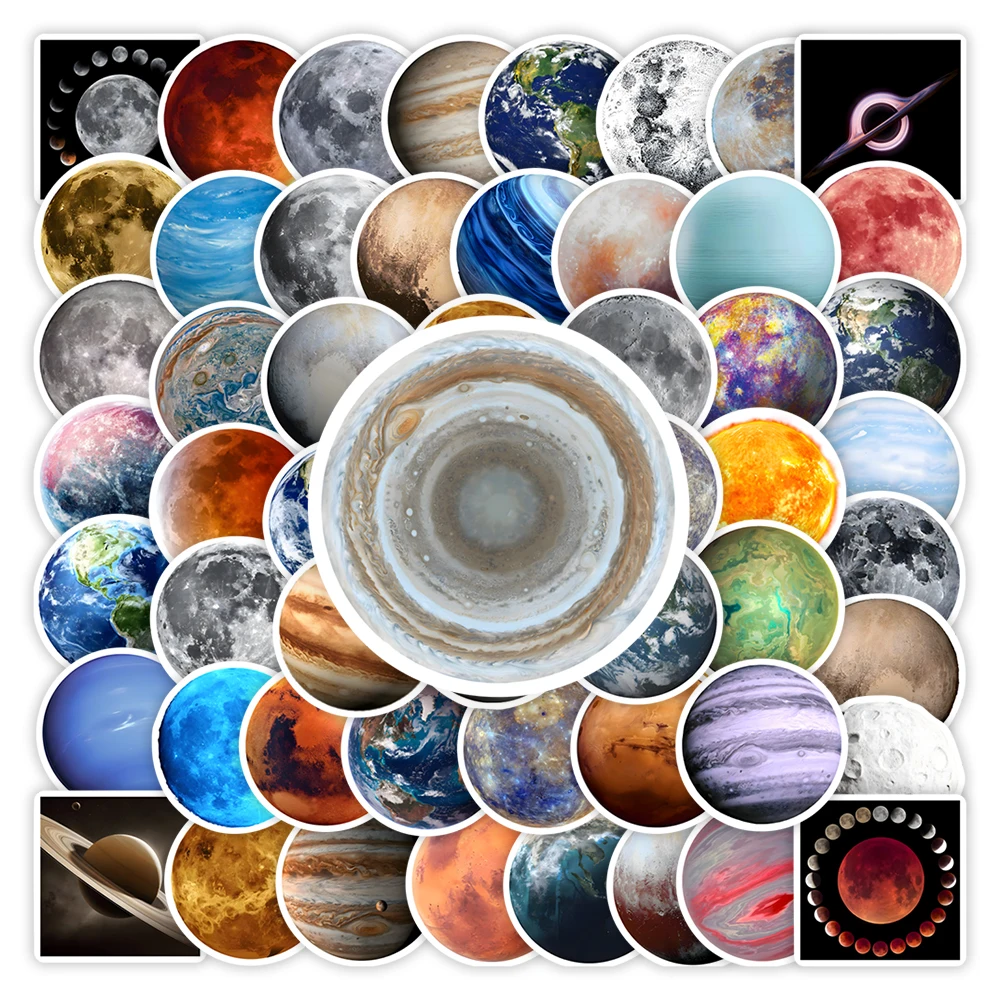 Universe Planet Stickers Moon Earth Mars DIY Kids Toy Gift Waterproof Decal for Journal Diary Laptop Phone Bottle Bag Decorative