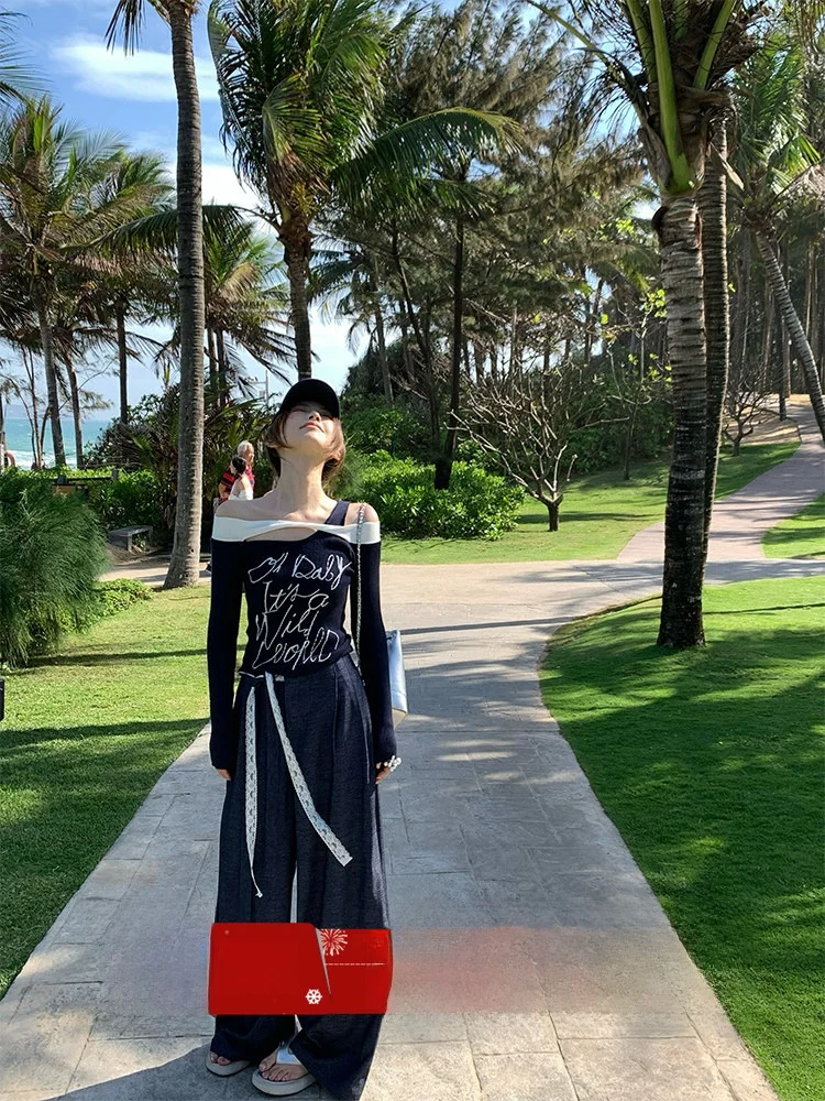 

Loose Fit Wide Leg Pants High Waist Trousers for Women Spring Summer Casual Loose Feeling Draped unding Long Trousers