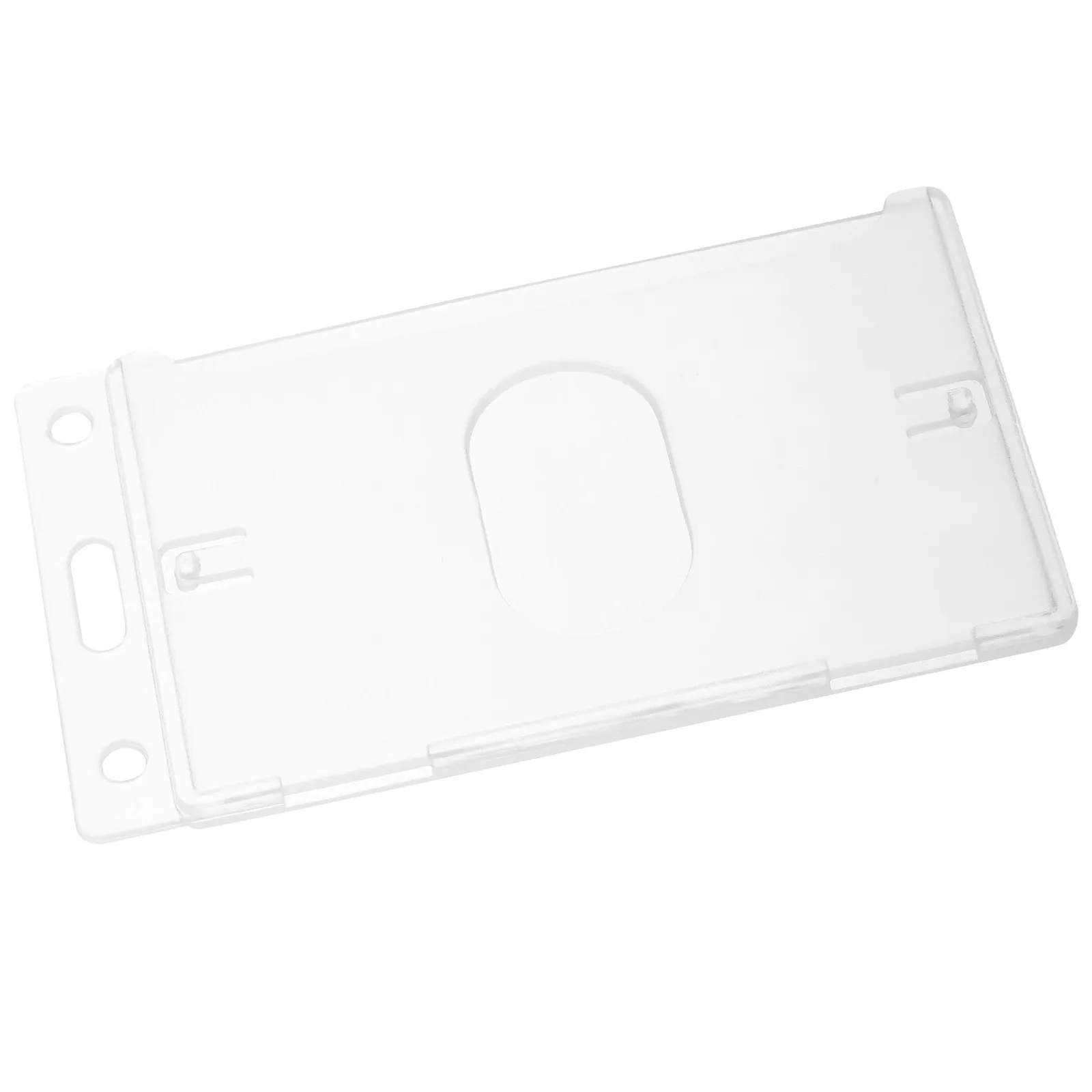 Pc Material Clear Vertical Id Badge Holder with Thumb Slot Single Card Sleeve for Name Badges Id Cards Bus Passes School Staff