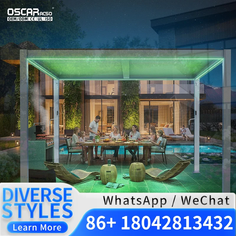 3X3 3X4 4X4 6X4m Outdoor Garden Aluminium  Sets for Backyard Patio Balcony Pergola view 2