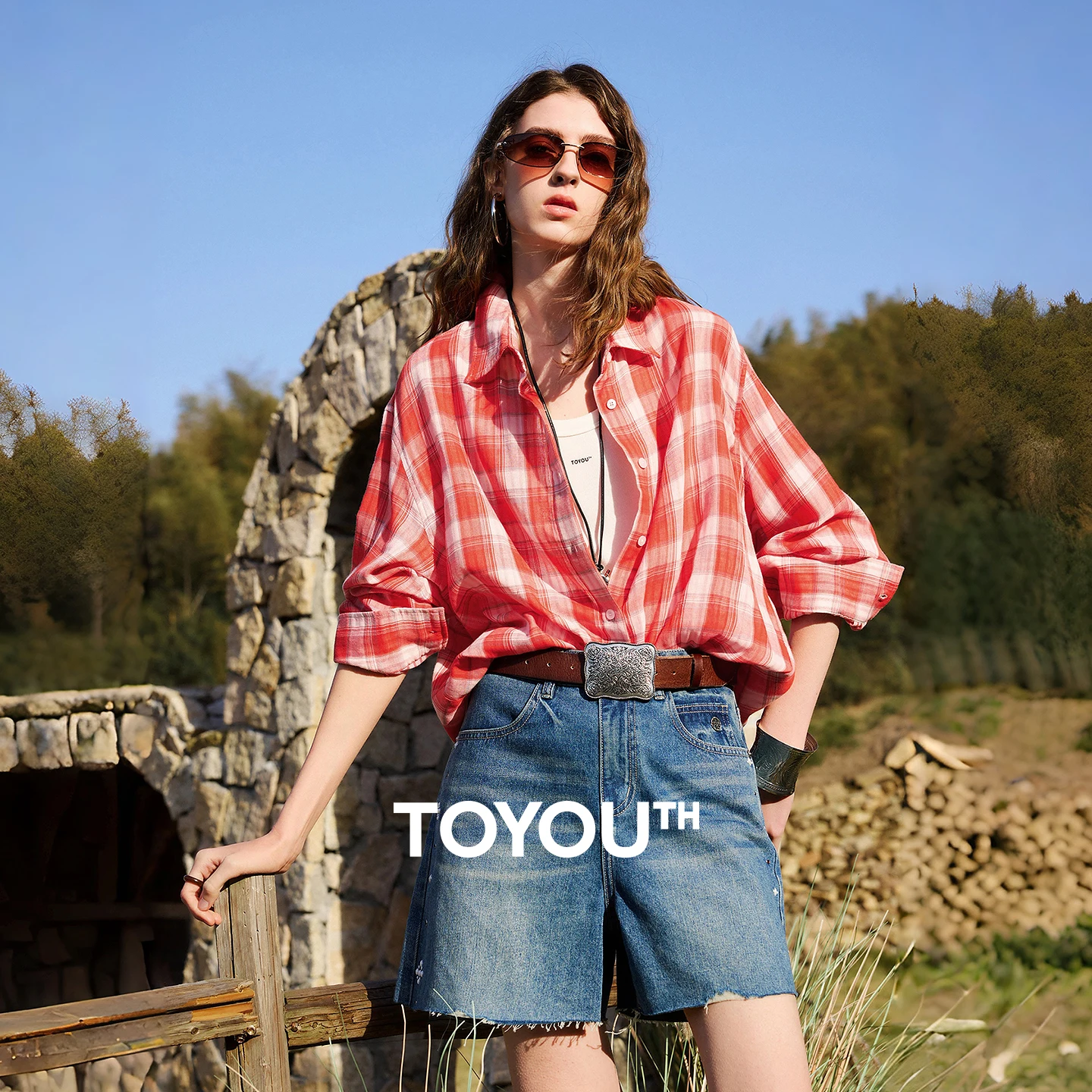 TOYOUTH Mulheres Camisas de Algodão 2026 Primavera Novo Retro Xadrez Estilo Hong Kong Casual Versátil Blusas Tops