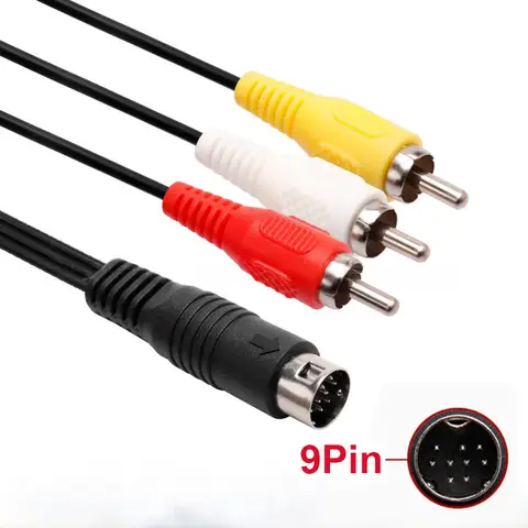 1.8m AV Cable for SEGA Genesis II III/MD 2/3 Wire Audio Video 3RCA to 9pin Cable for Mega Drive Extension Cord