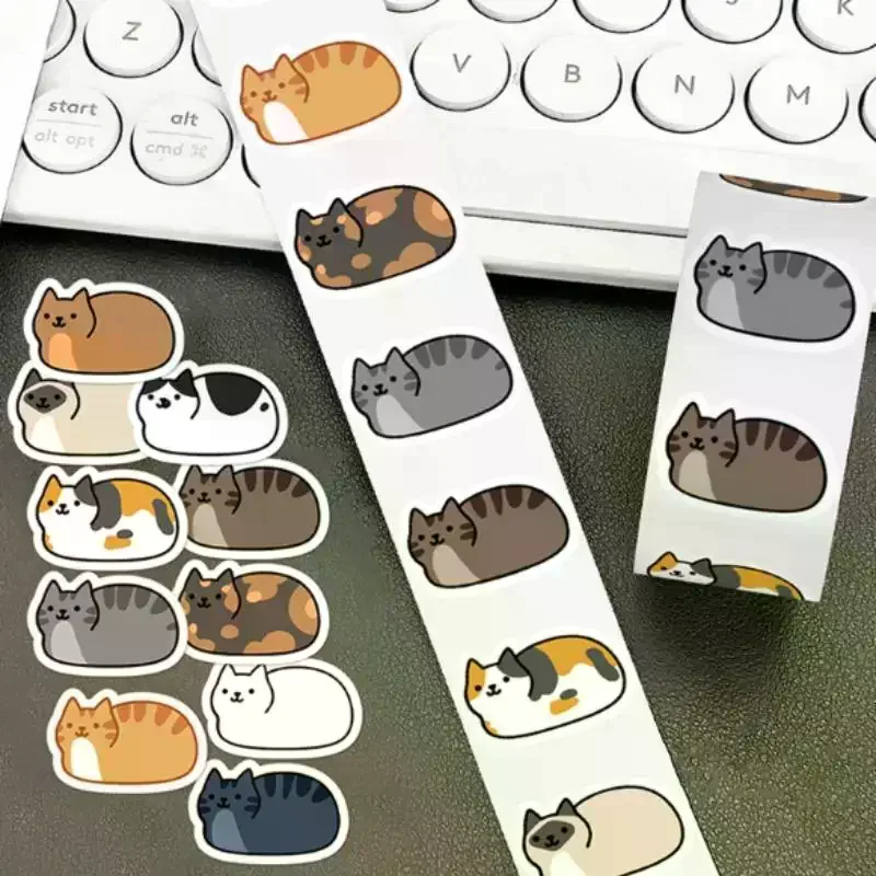 500PCS Kawaii Cartoon Kat Tuo Tuo Roll Stickers Skateboard Laptop Bagage Skateboard Telefoon Cadeau Waterdichte Telefoon Leuke Sticker
