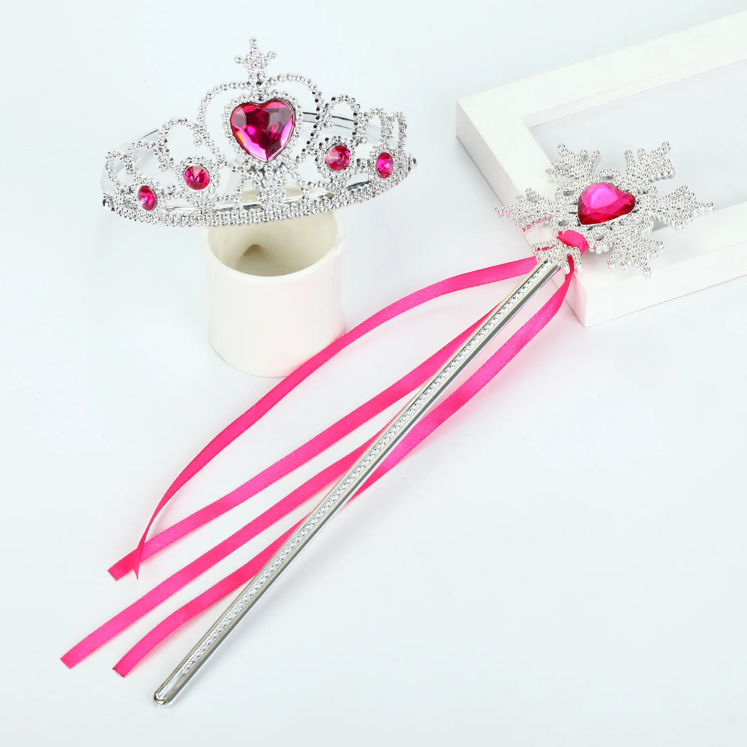 Princess Snowflake Diamond Stick Crown Set Magic Stick Queen Romance Princess Elsa Fairy Stick Children\'s Performance Props