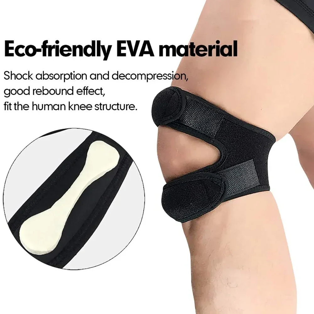 1 PC Sport Kneepad Double Patellar Knee Strap Adjustable Anti-Slip Knee Support Open Knee Wrap Band for Injury Joint Pain Relief