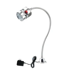 Lampe LED Industrielle Argentée de 110 à 220V et 5W, Éclairage de Travail à Cou Réglable, Base de macro, les Fiches Peuvent Être Personnalisées