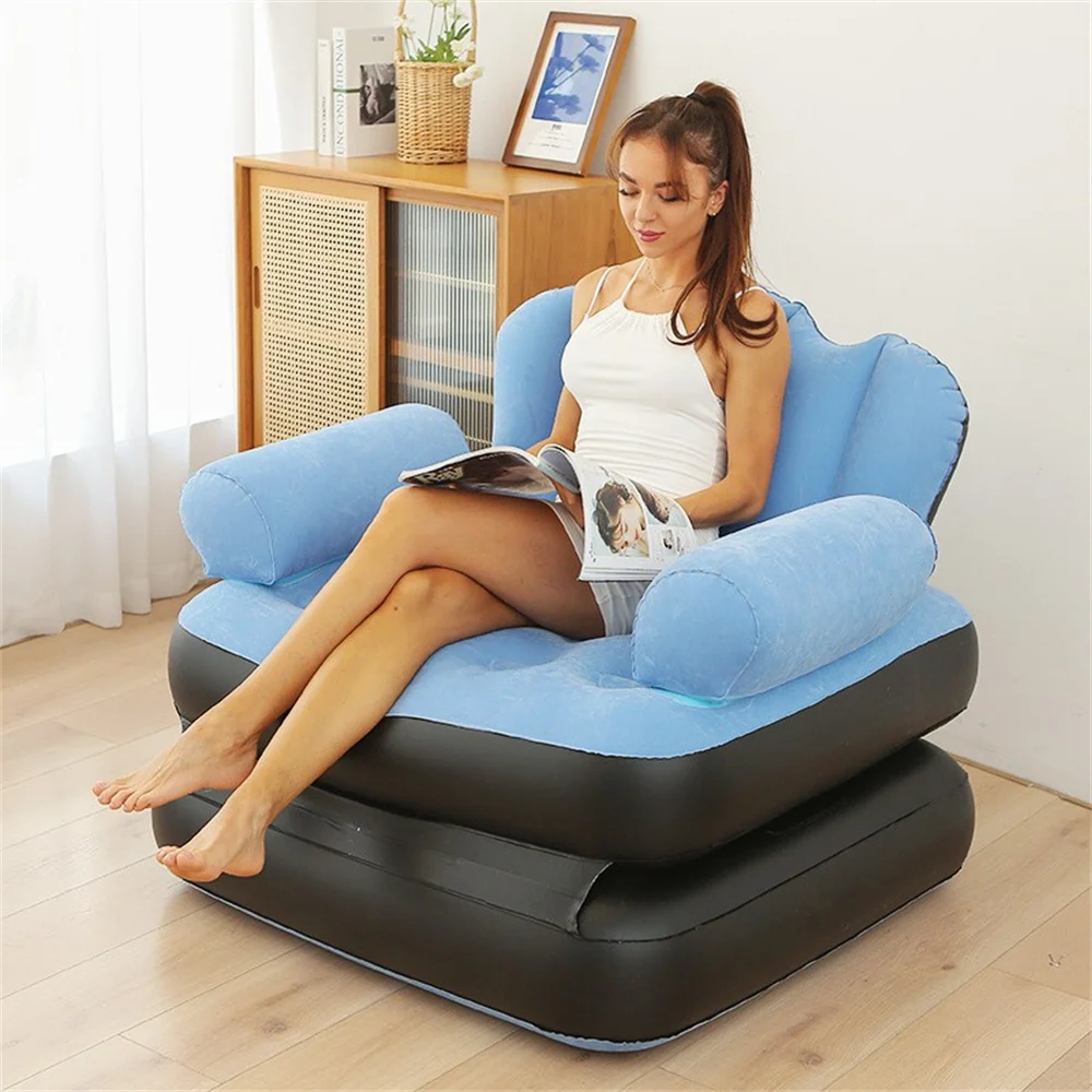 Inflatable Bean Bag Sofa Lazy Sofa Set Outdoor Foldable Mattress Recliner Bed Outdoor Seat Tatami Footstool Bedroom Chair