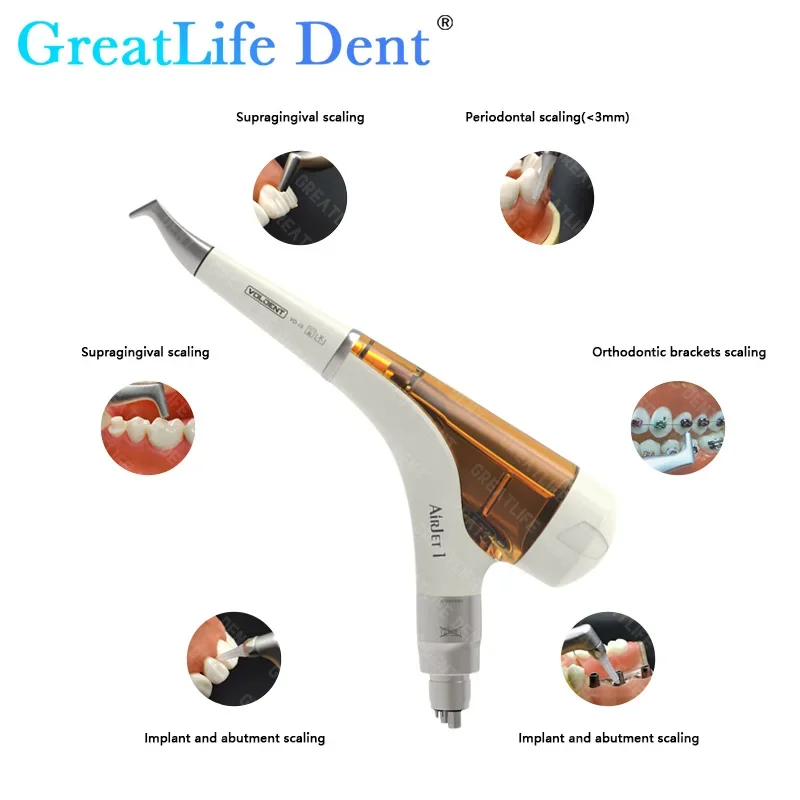 GreatLife Dental Air Prophy Jet 4-otworowa polerka piaskarka rękojeść przepływ powietrza higiena jamy ustnej wybielanie zębów narzędzia do polerowania