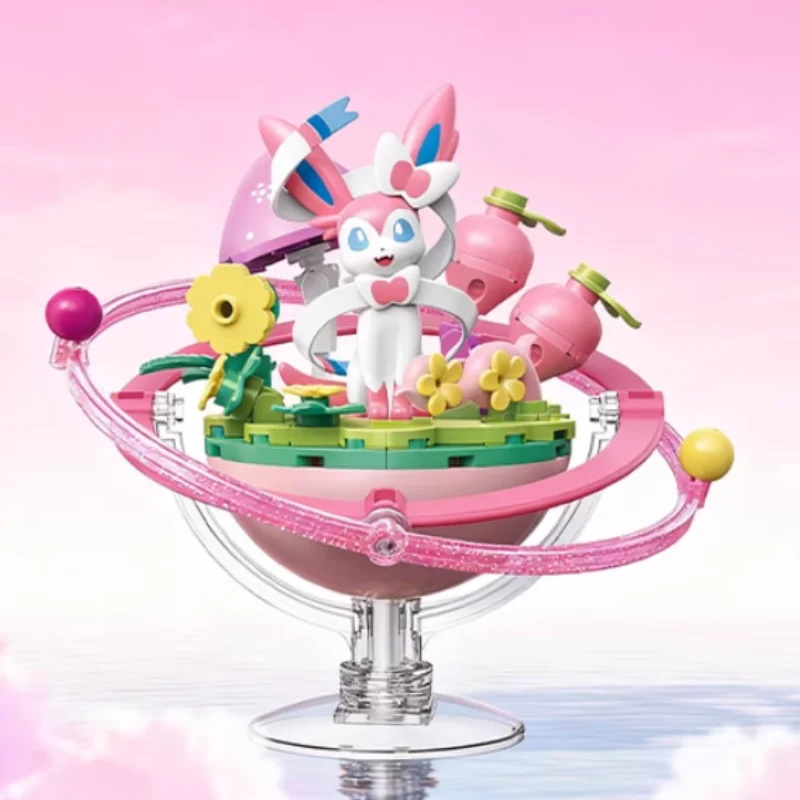 In Stock Keeppley Anime PokéMon Eevee Family Planet Series Assembly Model Toy Ornaments Collection Action Figure Toy Gift