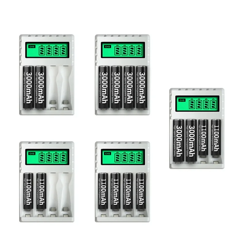 【Superdeals】3X cargador de batería inteligente con pantalla LCD con 4 ranuras para pilas recargables AA/AAA Nicd Nimh Nimh AA Cha