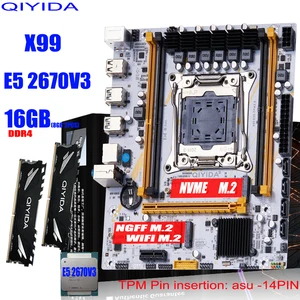 مجموعة مجموعة اللوحة الأم QIYADA X99 مع وحدة المعالجة المركزية LGA2011-3 Xeon E5 2670 V3 (2*8 جيجابايت) 16 جيجابايت DDR4 RAM M-ATX NVME M.2 تدعم إدراج دبوس TPM اللوحات الأم X99 DDR5 الأكثر مبيعا 8 - رقم 1