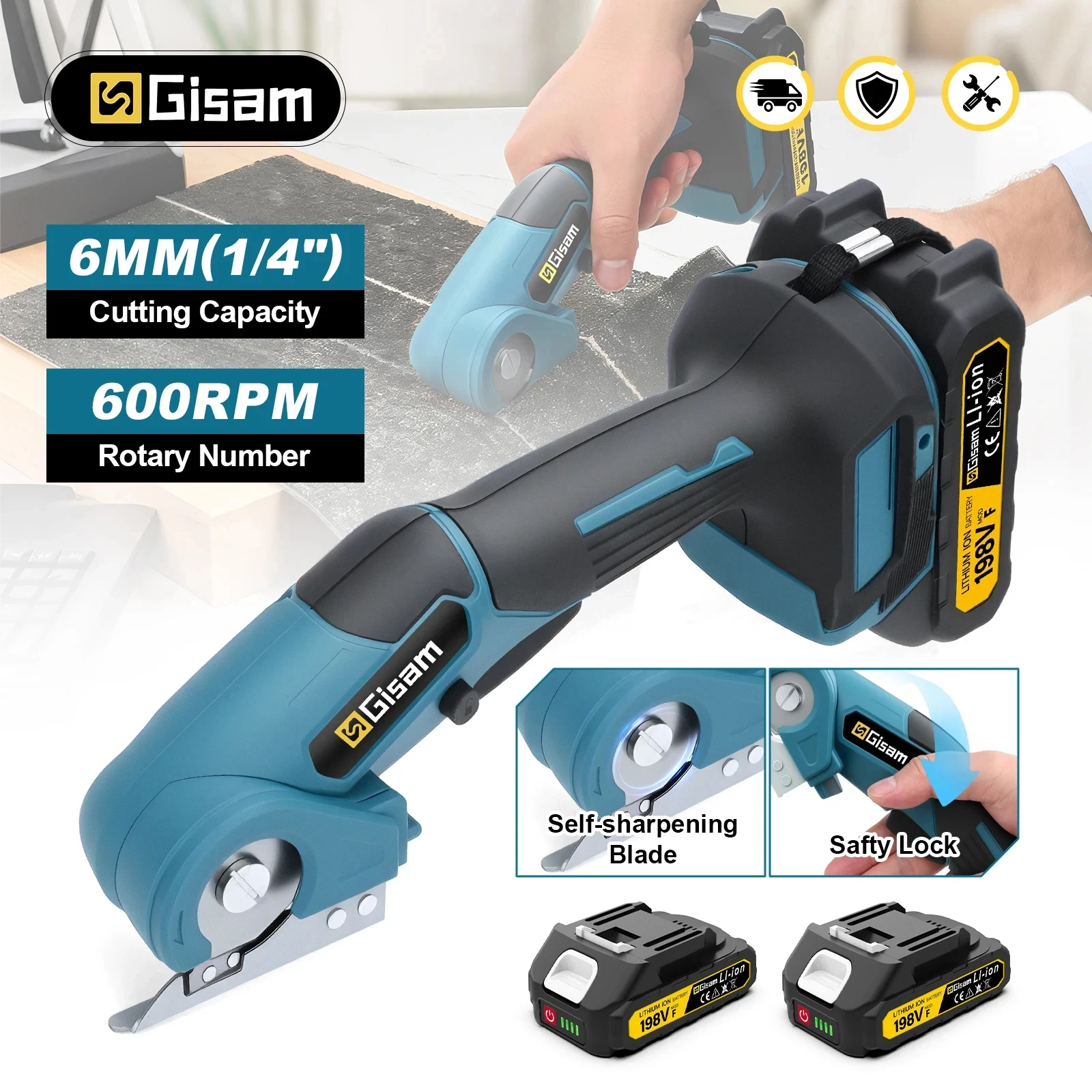 Gisha Cordless Tappeto Forbici Multi Funzionale Potatore Coltello Rotondo Taglio di Stoffa Forbici Strumento di Potere Per makita 18v batterie Spilli