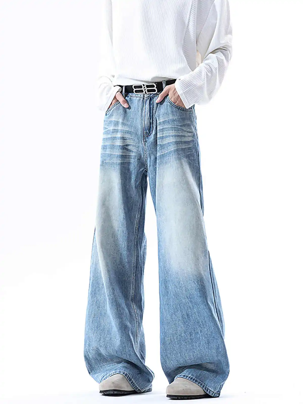 Damen Blau Y2k Baggy Mom Jeans Harajuku 90er Jahre Vintage Denim Hose Japanischer 2000er Jahre Stil Boyfriend Jeans Hose Übergroße Kleidung