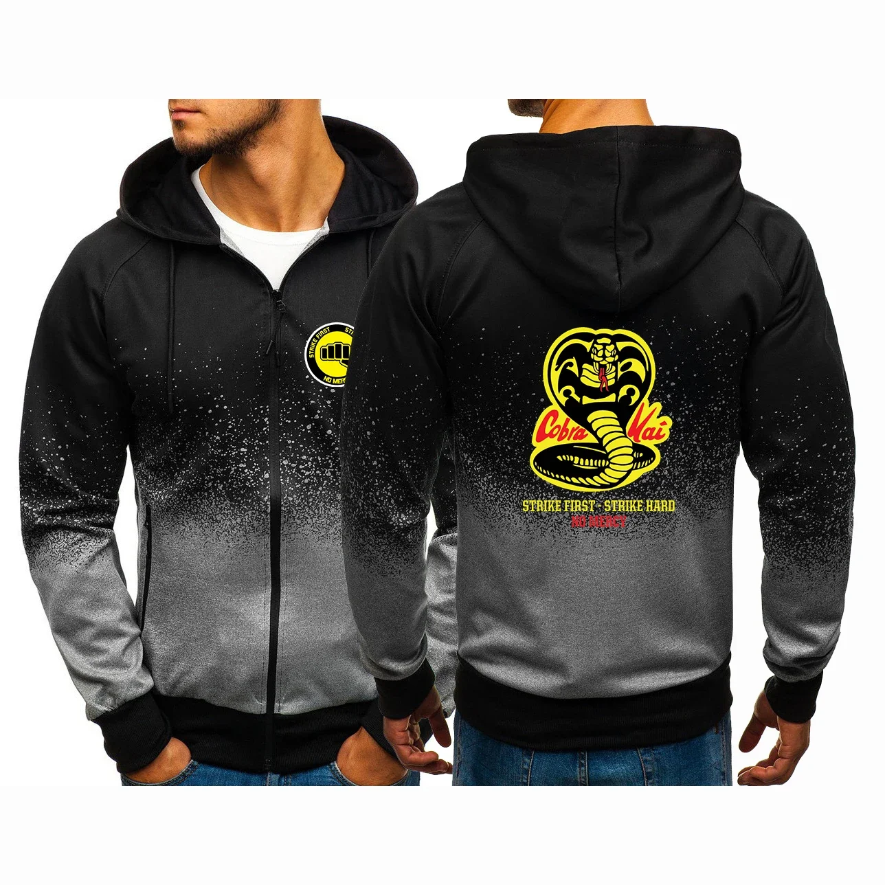 

Cobra Kai Printing Fashion 2024 New Man's Jacket Zipper Hight Quality Harajuku Casual Gradient Color Cotton Sweatshirts Coat