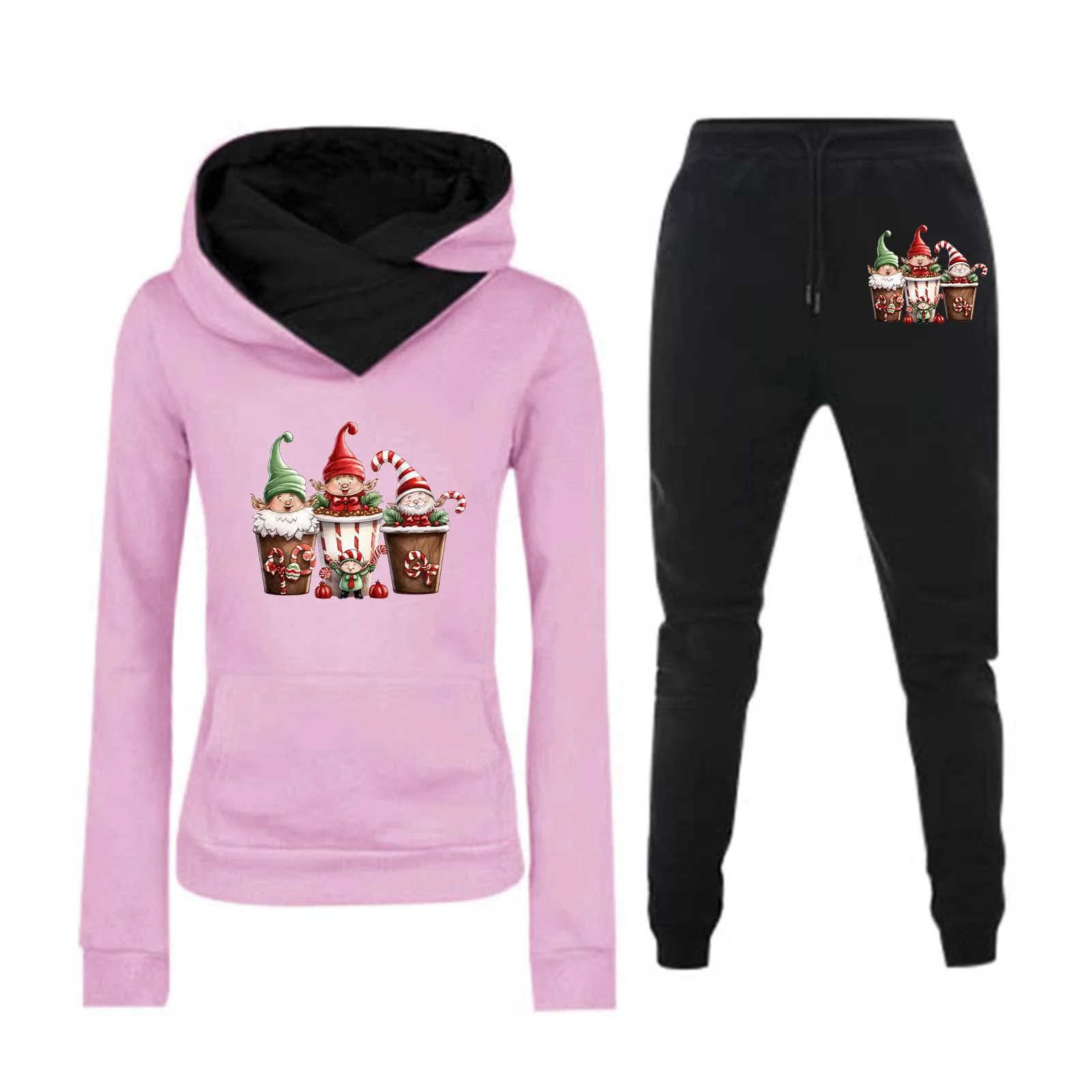 

Женская осенне-зимняя толстовка с капюшоном, пуловер с длинными рукавами, спортивная одежда, комплект спортивных брюк, рождественская коллекция 2025 г.