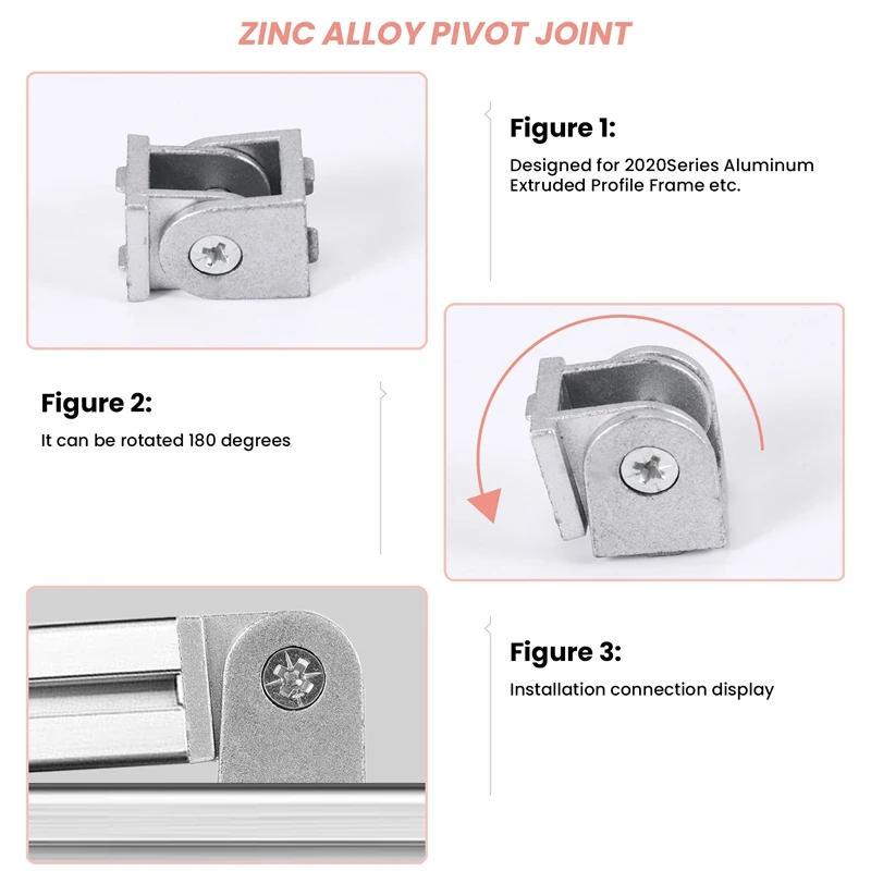 5Pcs Zinc Alloy Pivot Joint For Aluminum Extrusion Profile 2020 Series, Flexible Pivot Joint For 2020 Aluminum Profile