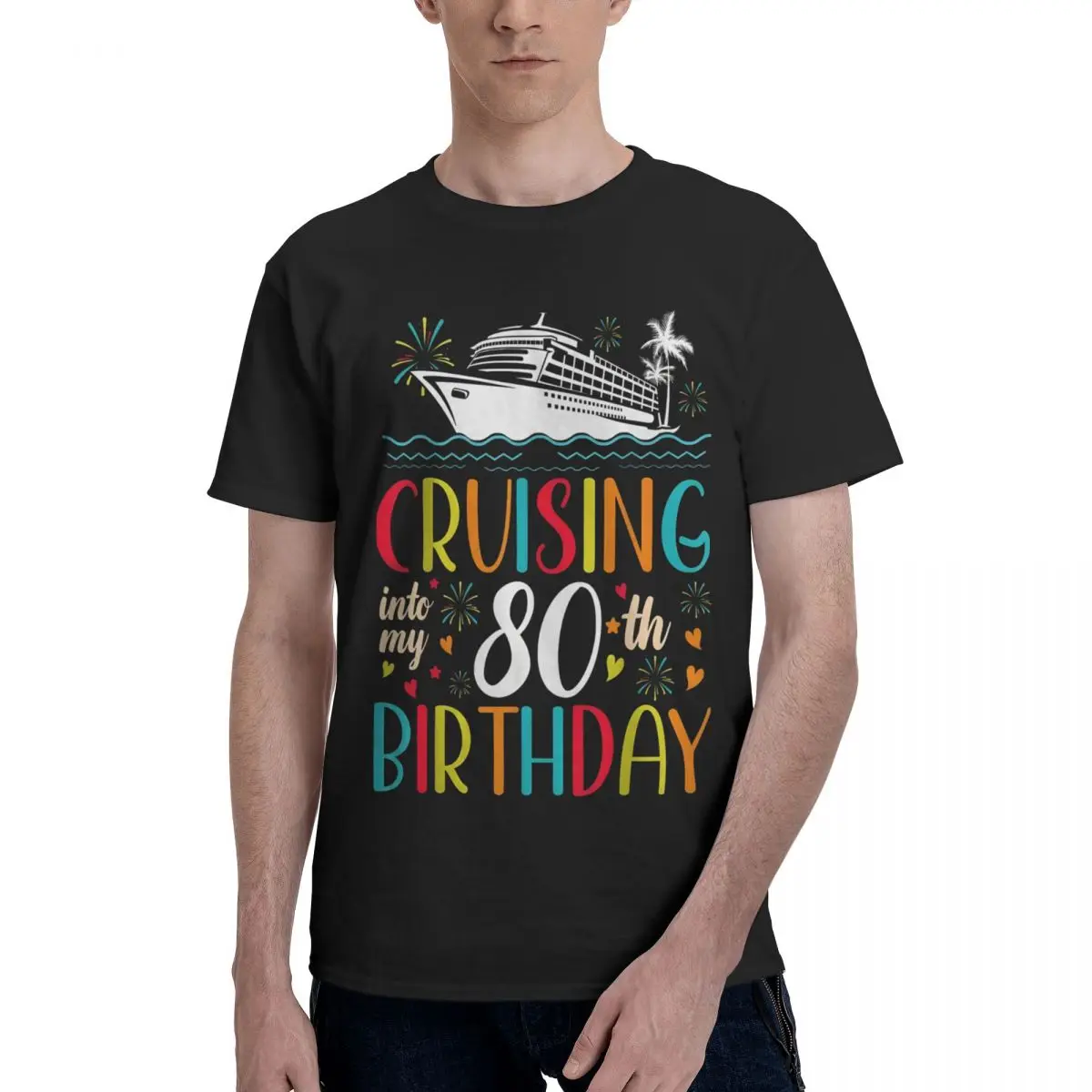 

Cruise 80th Birthday Celebration Funny Graphic Move High grade Kemp Tees Leisure USA Size