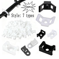 100pcs Saddle Type Cable Tie Mounts, Wire Holder Bases Clips for Computer TV Cord Cable Ties Fixing Clamps Organizer