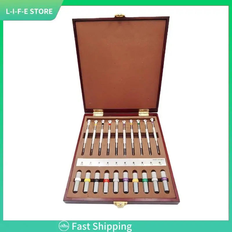 

10PCS Watch Repair Screwdrivers With Weight Sleeves In Wooden Box-AA98