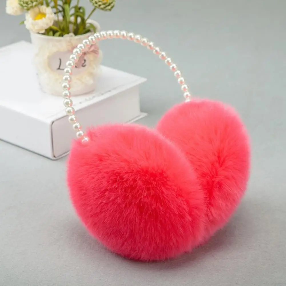 2023 Winter Fluffy Plush Earmuffs เทียม Pearl Beaded Headband Muffs หู Windproof ฤดูหนาวหญิงผ้าปิดหน้า 귀마개 Orejeras