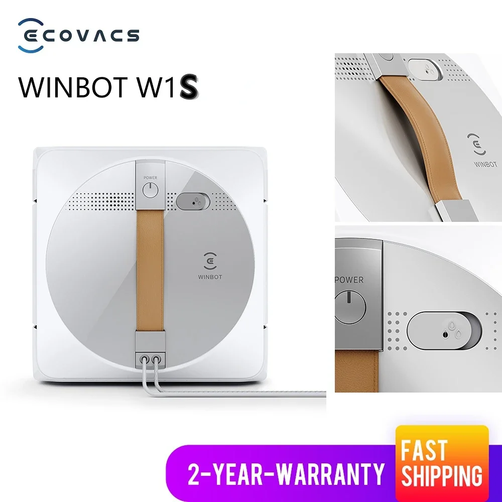 ECOVACS-Winbot W1S PRO 2800PA Aspersor Automático Inteligente Anti-Colisão Cruzado, 60ml Grande Tanque de Água, WIN-SLAM3.0, Novo Estilo