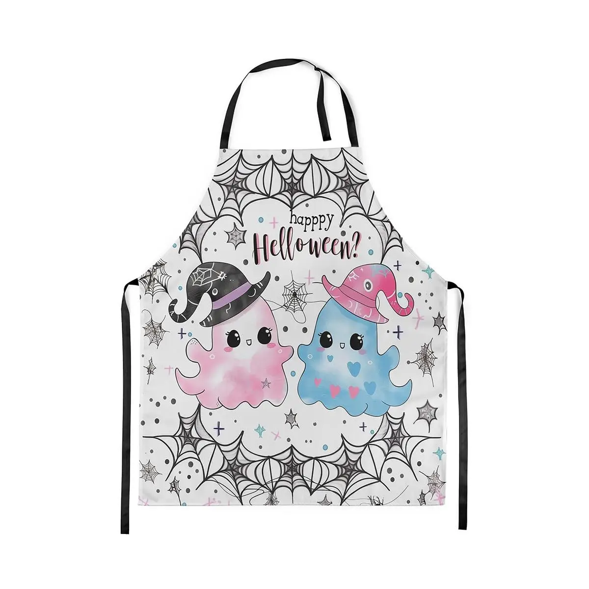 

Кухонный фартук с милыми призраками, черная паутина, сетка, звезды, граффити, фартук для взрослых, водонепроницаемый фартук с милым мультяшным призраком на Хэллоуин