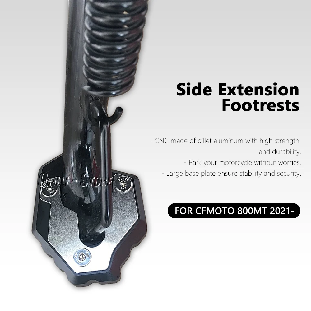 ل CFMOTO 800MT 800 MT 2021 2022 2023 2024 دراجة نارية CNC مسنده القدم الجانب حامل تمديد وسادة دعم لوحة CF 800 MT #5